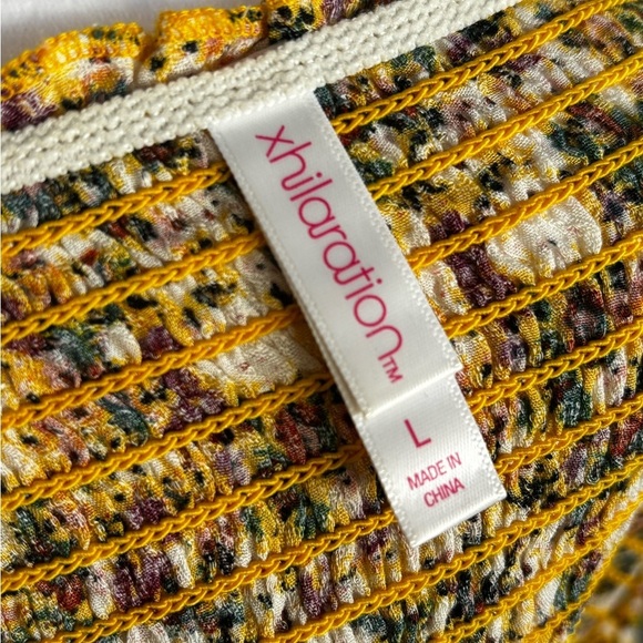 xhilaration floral smocked Off-Shoulder Top - Picture 3 of 5